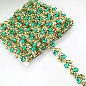 By Yard mix color crystal acrylic rhinestone chain trim for wedding dress belt and shoes