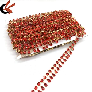 Factory handmade art craft decorative red pendant rhinestone trims