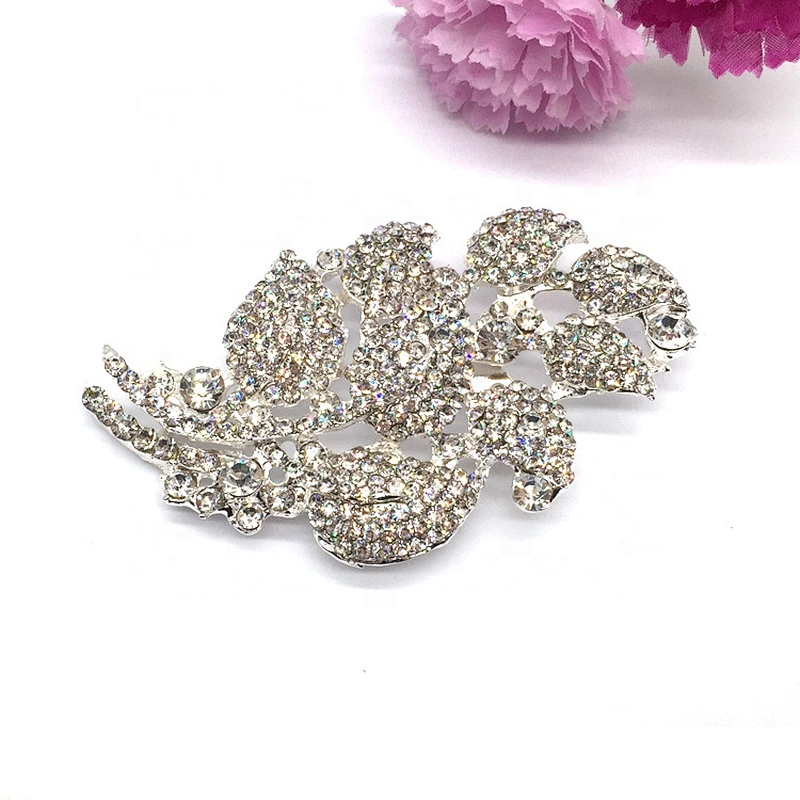 Custom Jewelry Fashion Luxury Wedding Bridal Big Crystal Maple Leaf Brooch Pin For Women