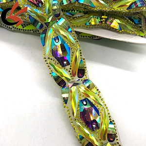 Carnival costume decoration applique iron on trim hot fix rhinestone motif trimming