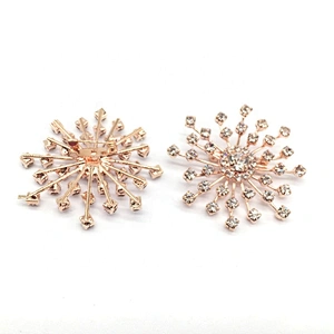 Guangzhou Supplier Fancy Bulk Wholesale Simple Style Rose Gold Plating Irregular Shape Crystal Snowflake Brooch Pin