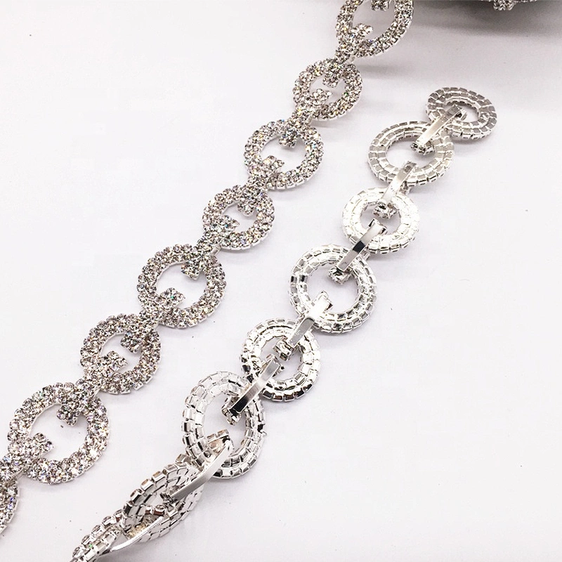 luxury crystal rhinestone hook-ups design trims sew on clear chain for bridal dress clothing garment