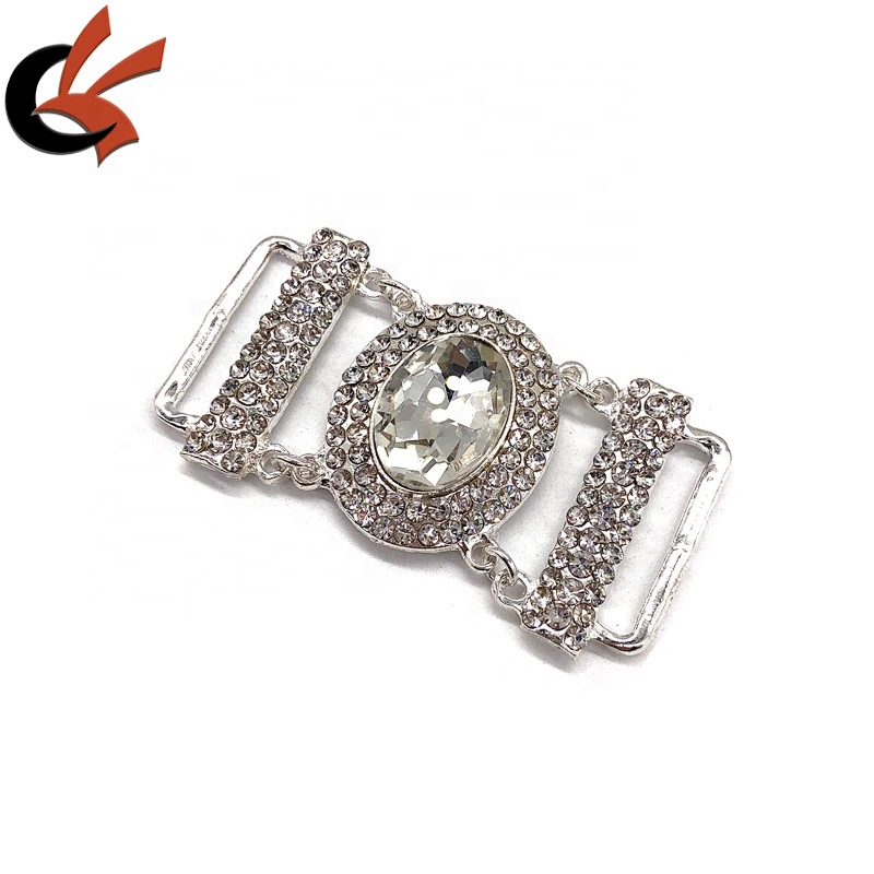 Shinning clear gems large crystal decorate swimwear bikini side connector buckles