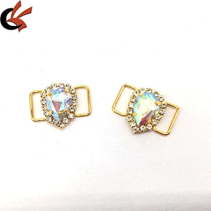 China make small bikini ornaments waterdrop centre crystal swimwear bikini buckle connector