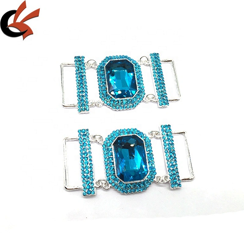 Factory Price Women Rhinestone Jewelry Turquoise Glass Silver Plated Crystal Metal Bikini Connector