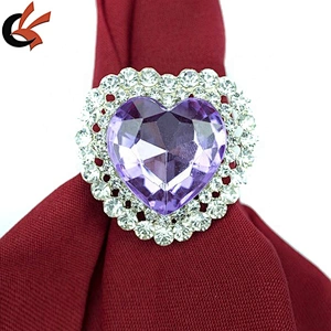 Table Decor Sparkly Red diamond Heart Rhinestone Napkin Ring