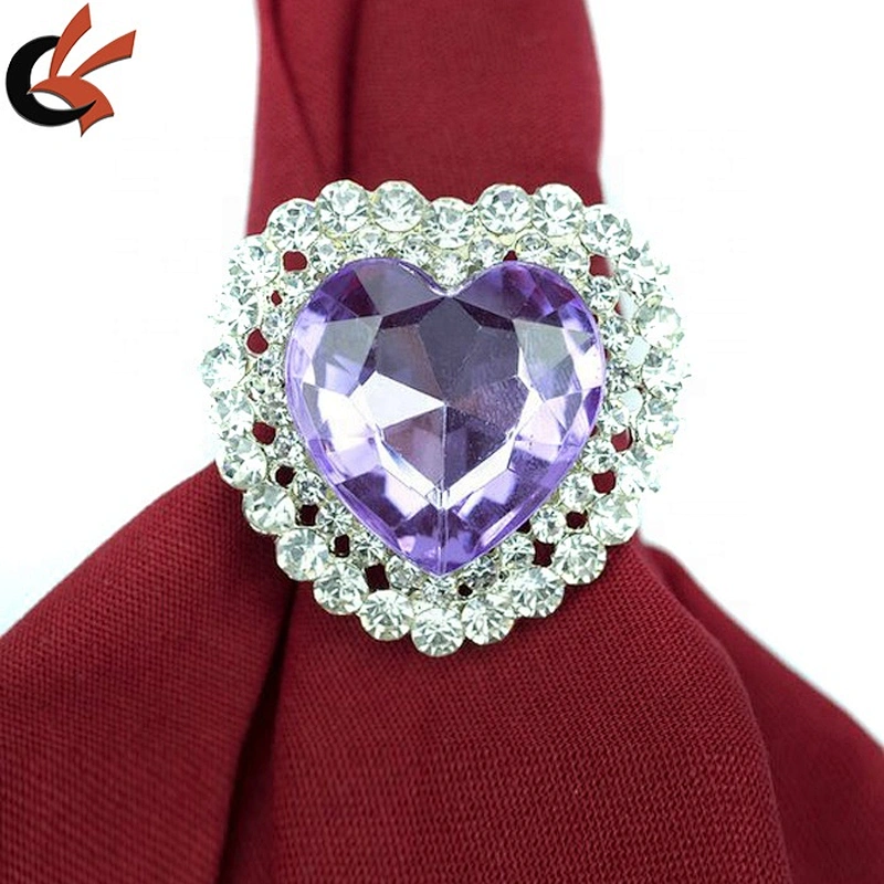 Table Decor Sparkly Red diamond Heart Rhinestone Napkin Ring