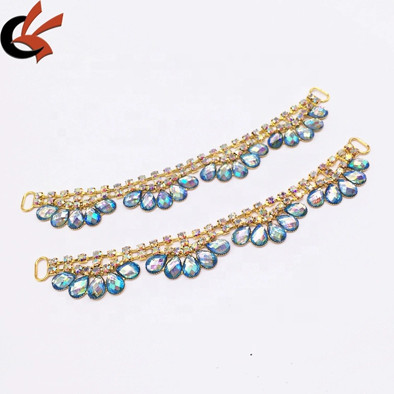 factory wholesale fashion new product ab blue hanging pave bikini connector/rhinestone connector for swimwear