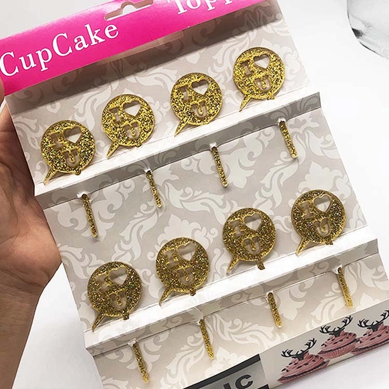 Wholesale Glitter Cake inserted card Cupcake topper
