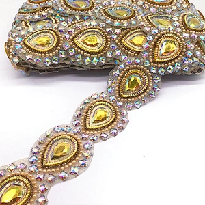 2021 New arrival Decorative resin diamonds  trim Epoxy hot fix trim for Carnival costume