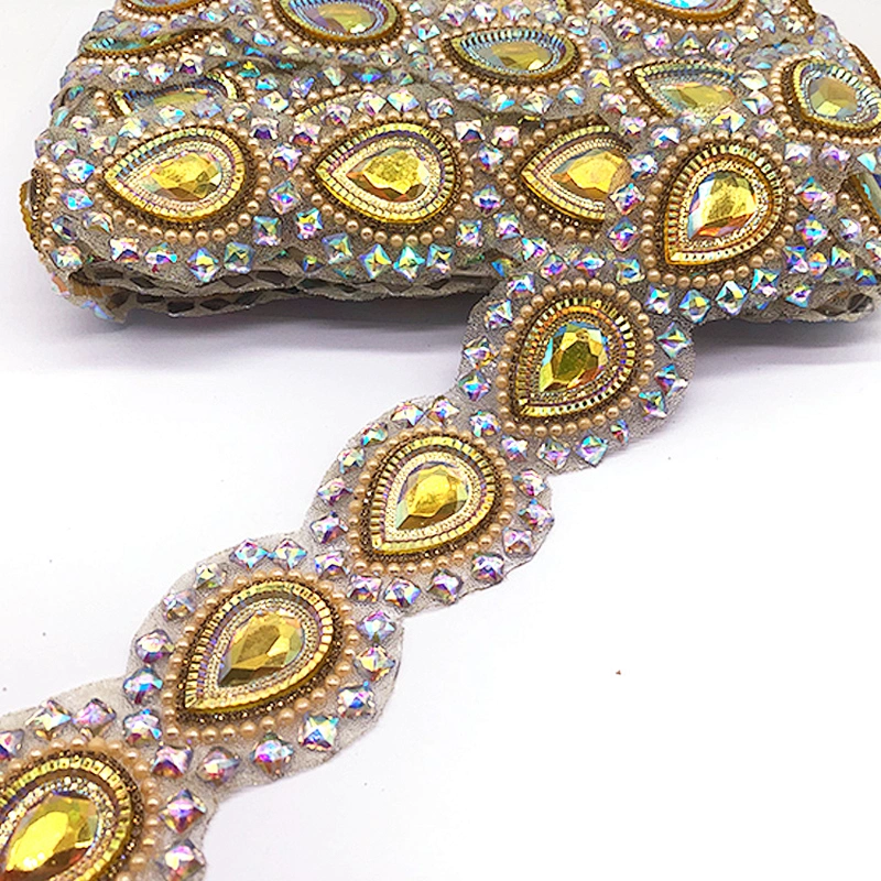 2021 New arrival Decorative resin diamonds  trim Epoxy hot fix trim for Carnival costume