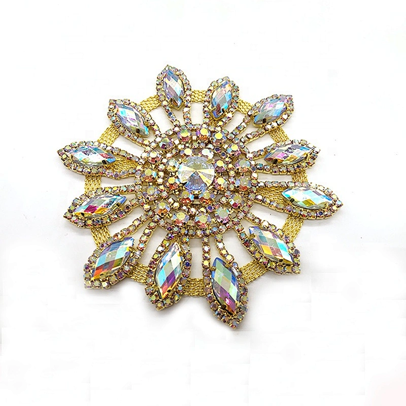 Handmade Lady's flower beaded rhinestone brooch  for bridal clothes  sewing on wedding dress