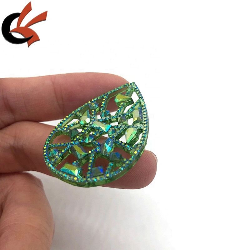 special hollow drop shape green AB sew on resin beads