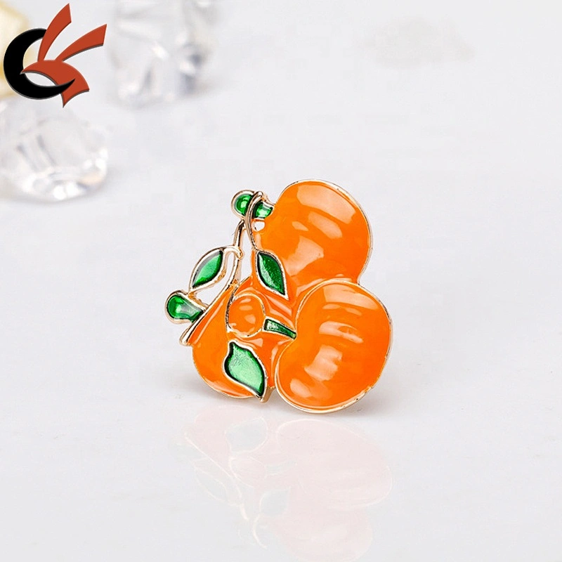 Halloween Pumpkin Brooch New Alloy Green Leaves Orange Enamel brooch pin