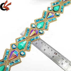 Top Quality Handmade Iron On Heat Transfer Applique Trim Chains Resin Jewelry Hotfix Trimming Tape