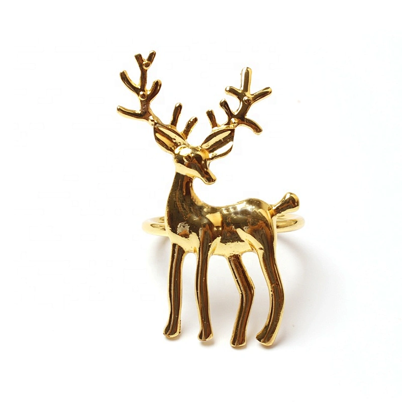 Gold Steel Metal Setting Deer Napkin Ring for Christmas Dinning Table  Wedding Dinner Family Gatherings