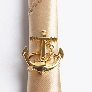 New model customize color ocean theme restaurant table decorative corsairs anchor shaped napkin ring
