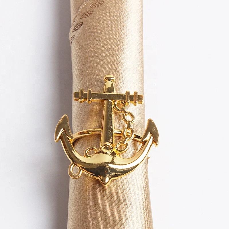 New model customize color ocean theme restaurant table decorative corsairs anchor shaped napkin ring