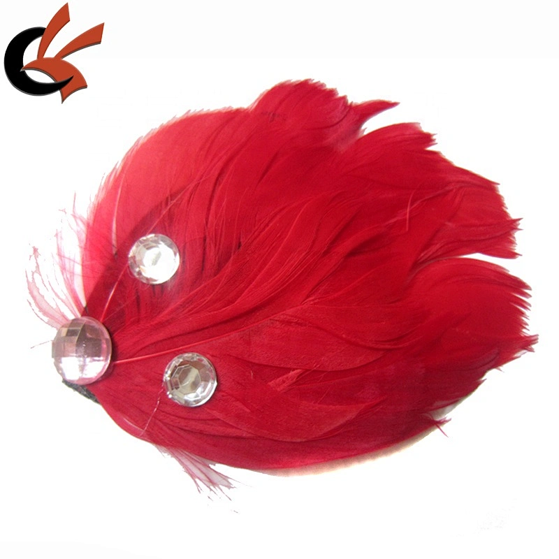 Baby Popular Red Feather Pad with clear gems For Christmas