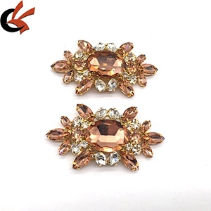 Factory bulk women shoes jewelry champagne shoes rhinestone buckle jewel custom shoe clip