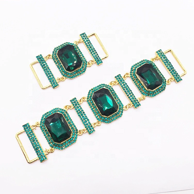 Wholesale Custom Vintage Green Color Gold Plated Crystal Rhinestone Pave Bikini Connector