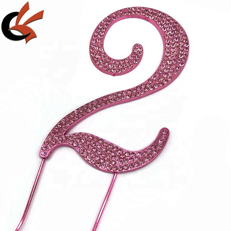 Girls birthday cake decoration pink base with pink crystal numbers rhinestone cake topper