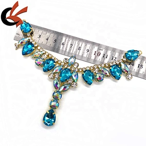 Fashion Sewing diamante AB Crystal Buckle Connector Strass Chain Flower Rhinestone Applique for Bikini Dress Crafts
