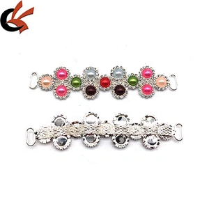 DIY Pearl Bling protective washable design flower rhinestone bikini connector for swimwear accessories