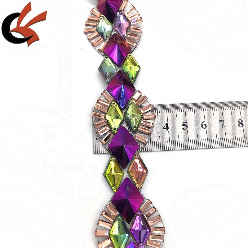 Sparkle unique crystal rhinestone gems iron on trims heat transfer diamante tape