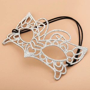 Women's Chunky Crystal Rhinestone Royal Venetian Masquerade Eye Mask