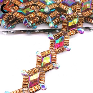 Custom Heat Transfer AB Resin Rhinestone Trim for Carnival Dress Party Dress