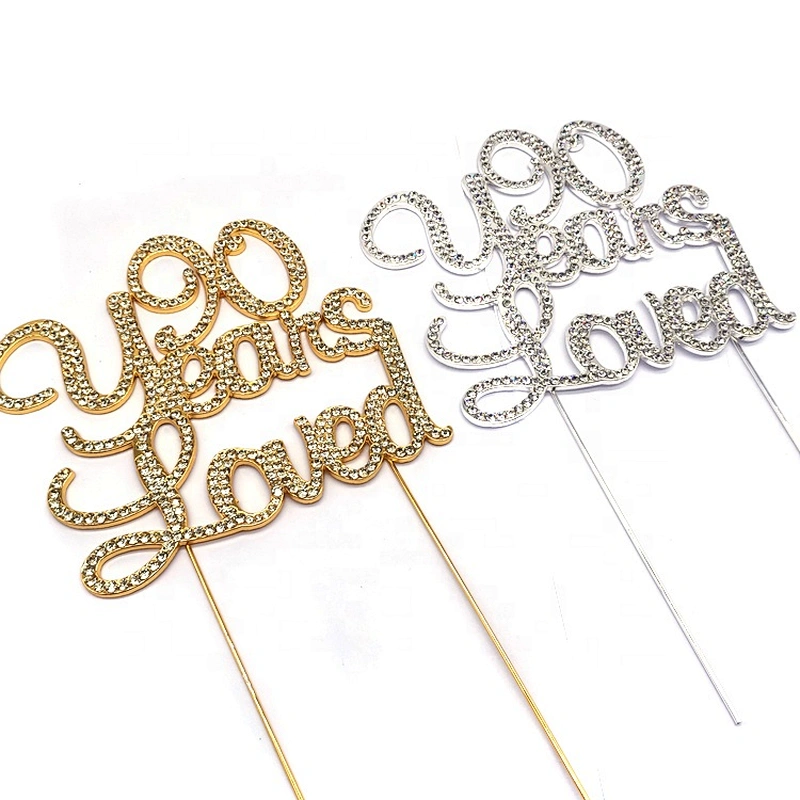 Any Age Available 90 Years Loved Birthday Celebration Decoration Rhinestone Cake Topper