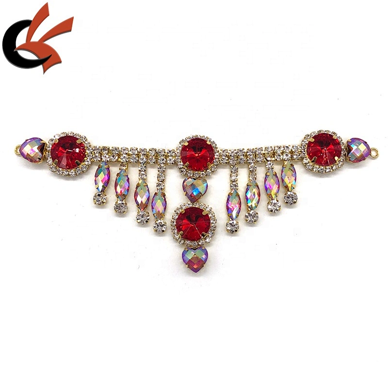 Sparkling crystal rhinestone tassel bikini connectors applique swimwear decorative