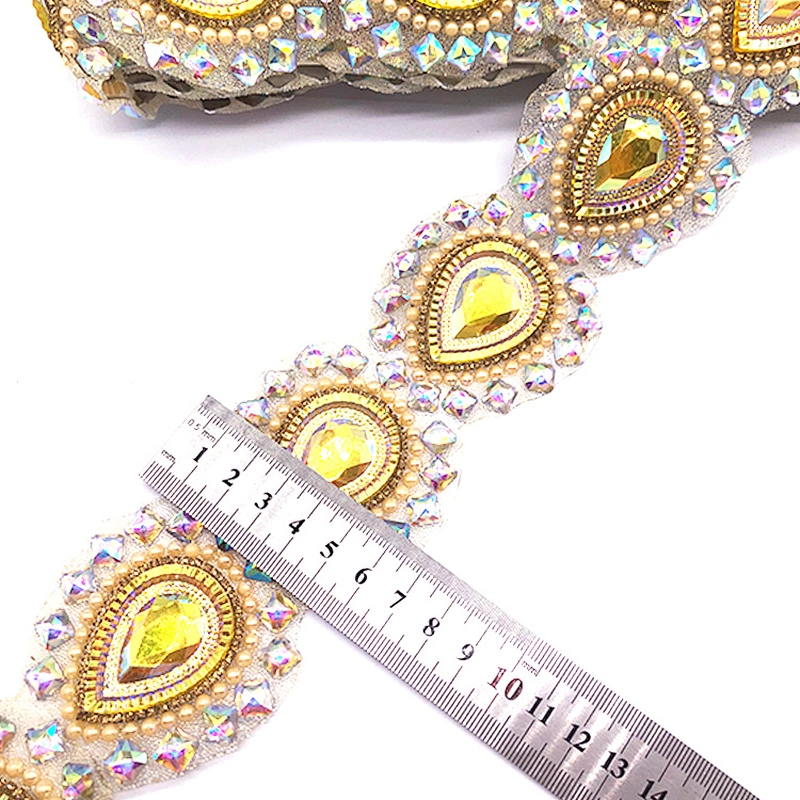 2021 New arrival Decorative resin diamonds  trim Epoxy hot fix trim for Carnival costume