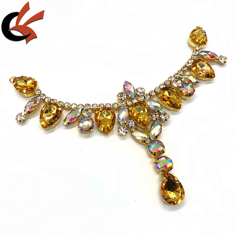 Wholesale Yellow Gold  rhinestone crystal connector for bikini for shoes in bulk
