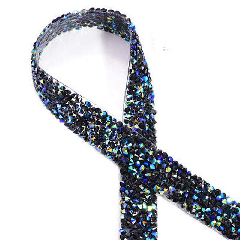 Silver Crystal AB Rhinestone Ribbon Sparkling Rhinestone Ribbon Mesh Wrap Roll Bling Arts Crafts Event Decorations