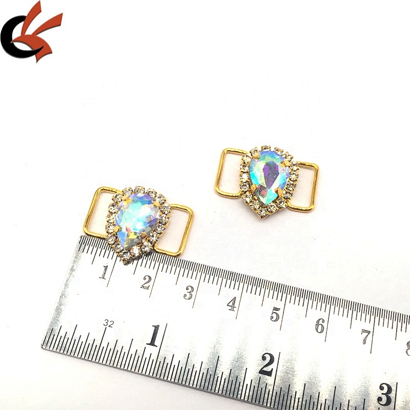 China make small bikini ornaments waterdrop centre crystal swimwear bikini buckle connector