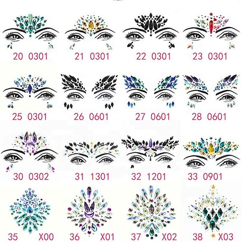 Custom Sparkle Newest adhesive face Jewels and body crystal stickers
