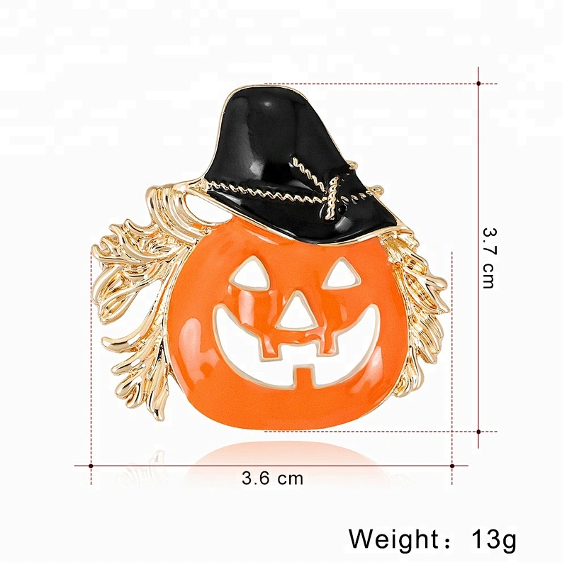 Black Scarecrow Orange Enamel  Pumpkin Halloween Brooch jewelry