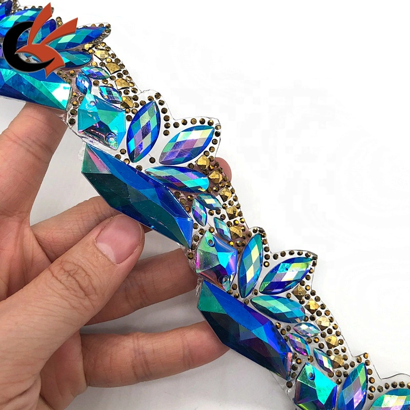 Wholesale sparkling Blue resin rhinestone with AB coating iron on hot fix rhinestone trimming