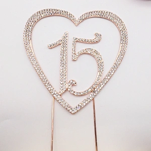 Wedding Engagement Party Wedding Cake Topper Heart Shaped Birthday Rhinestone Cake Topper