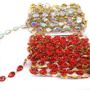 beautiful red teardrop acrylic chain diamond dance dress trimming
