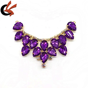 Newest Purple diamond Rhinestone Bikini Connector Buckle Chain Bridal Dress Clothing Decoration