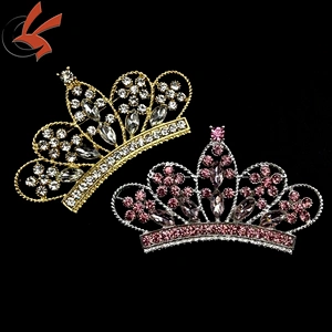 Bridal Wedding Crown Clear High Quality CRYSTAL Silver Tone Pin BROOCH