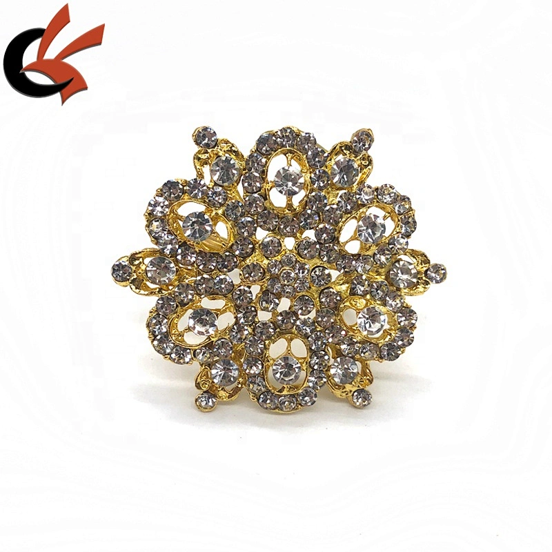 Unique high quality flower shape gold base clear crystal napkin holders