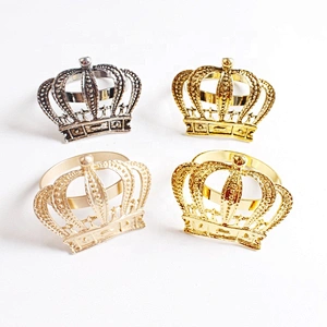 Hot Selling New Design European Standard Wedding Crown Rhinestone Golden Napkin Ring