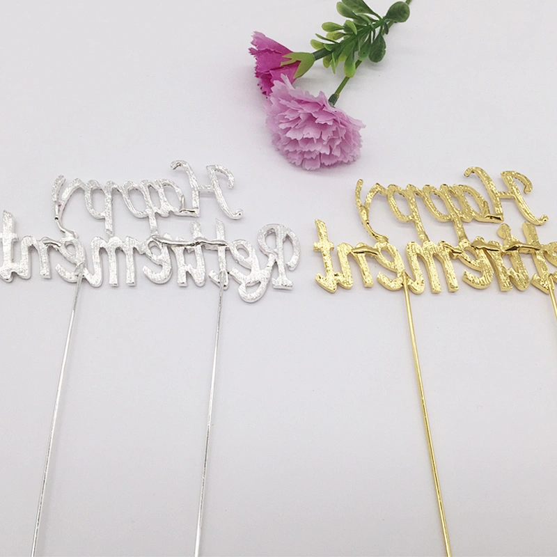 2018 new party products gold/siver rhinestone happy retirement cake topper for copmany employee celebration