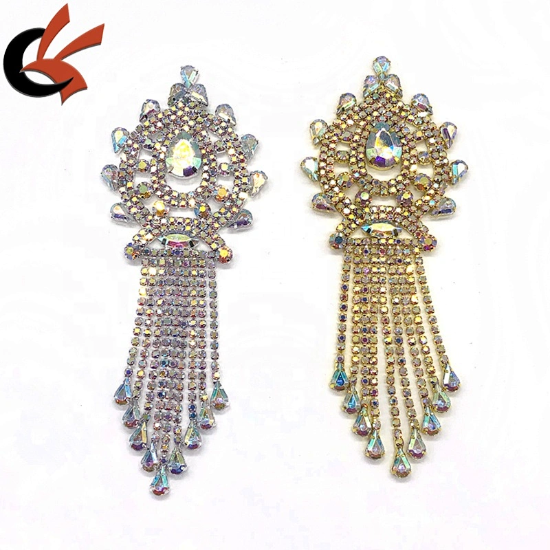 sewing silver gold base clear AB crystal rhinestone appliques for wedding decoration