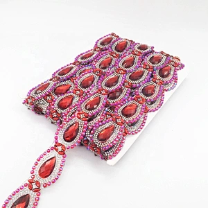Trendy Style 2020 Newest Fashion colorful design rhinestone hot fix tape trimmings for carnival dress