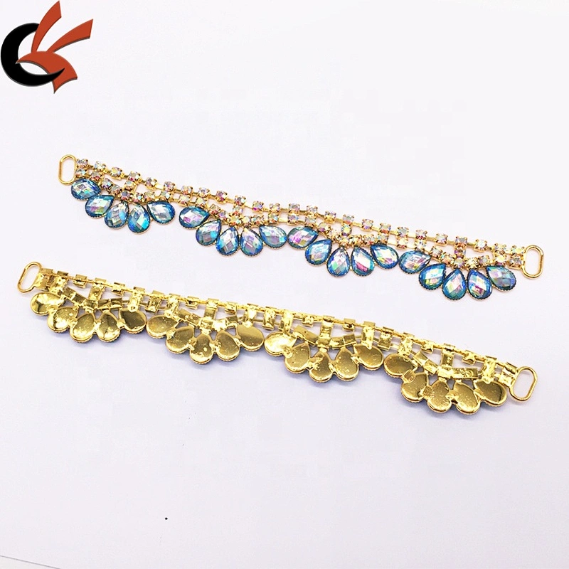 factory wholesale fashion new product ab blue hanging pave bikini connector/rhinestone connector for swimwear